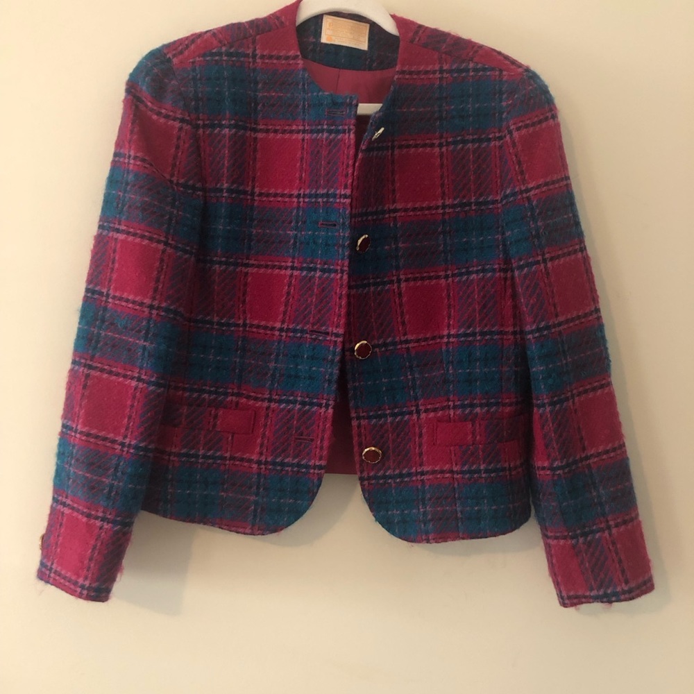 Pendleton Wool Plaid Jacket, Pink/Blue, Euc - image 7